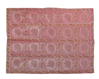 Vintage 1990s Pink Elephants with beautiful glass work Christmas Tapestry hand embroidery patch work Bed Cover / Wall tapestry decor