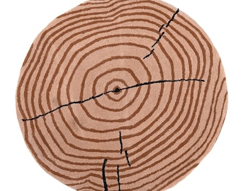 Handmade New Zealand Wool Tufted Rug: Wood Bark Design