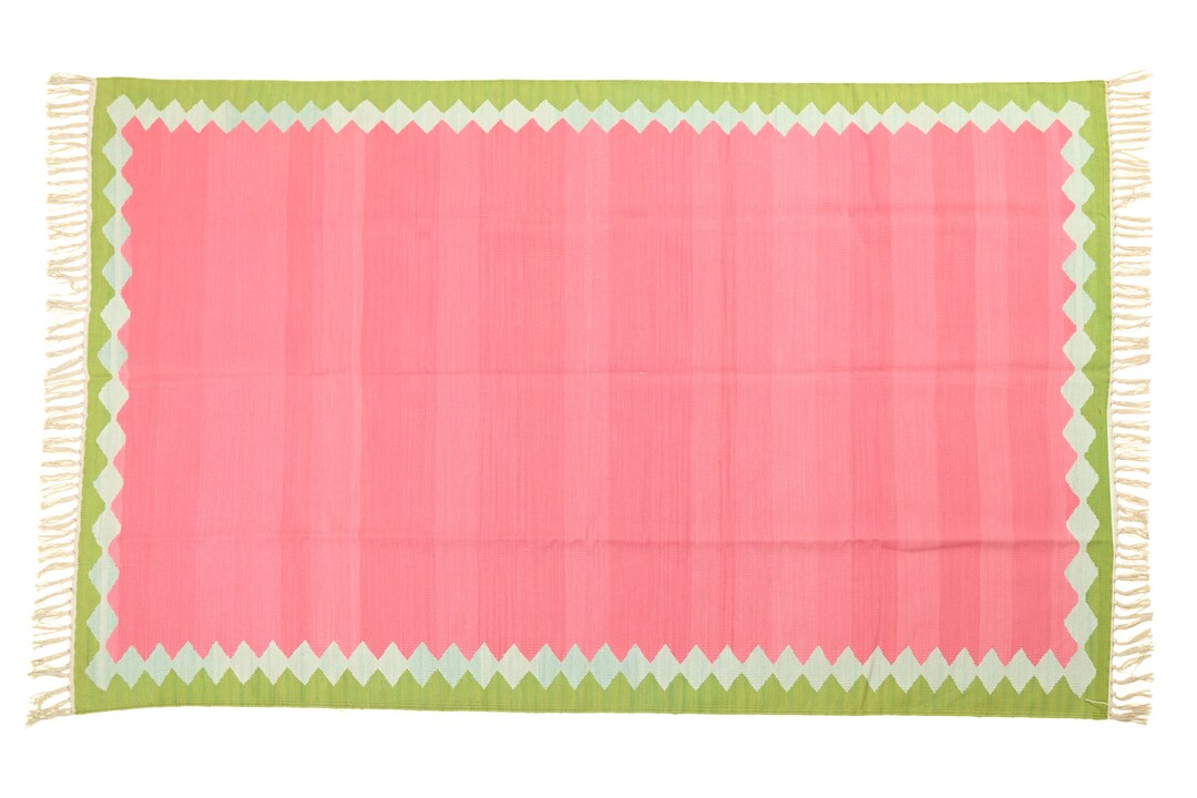 4x6 Blush Pink and Green Watermelon Handmade Cotton Area Etsy UK