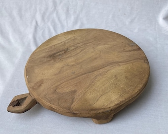 Bandeja rústica de madeira, peça central de mesa artesanal estilo fazenda, decoração de pedestal de madeira em estilo vintage