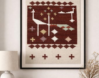 Handwoven Wool Wall Hanging | Natural Dye Textile Art | Tribal Geometric Wall Decor | Framed or Unframed Tapestry