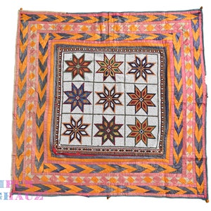 Handcrafted Textile Tapestry with Traditional Pearl Beadwork Figurative Motif from Nature Tribal Art for Wall Decor in Living Room,Cotton.