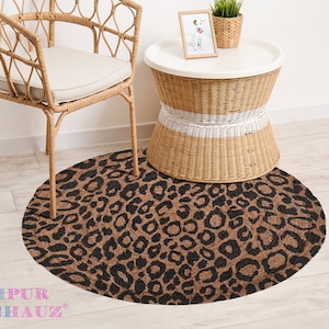 Leopard print Nature&#39;s Grace - 3 ft Floral Jute Rug Animal Print round table