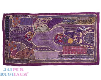 Suspensions murales textile gujrati vintage 70-80 ans travail miroir 2
