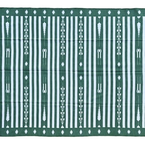 Handmade Cotton Dhurrie Rug: Bottle Green Indian Reversible Rug