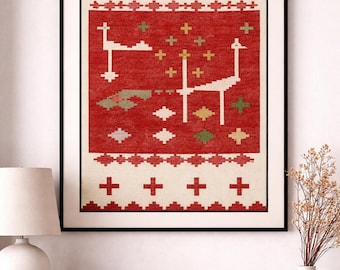 Handwoven Cotton Wall Hanging | Natural Dye Textile Art | Tribal Geometric Wall Decor | Framed or Unframed Tapestry