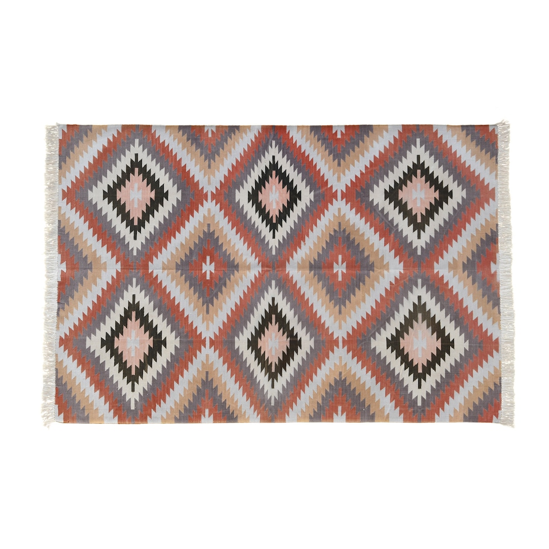 Modern Handmade Cotton Area Rug. Indian Dhurrie Rug Reversible ...