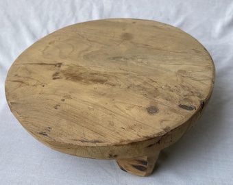 Handcrafted Round Wood Riser, Vintage Farmhouse Table Decor