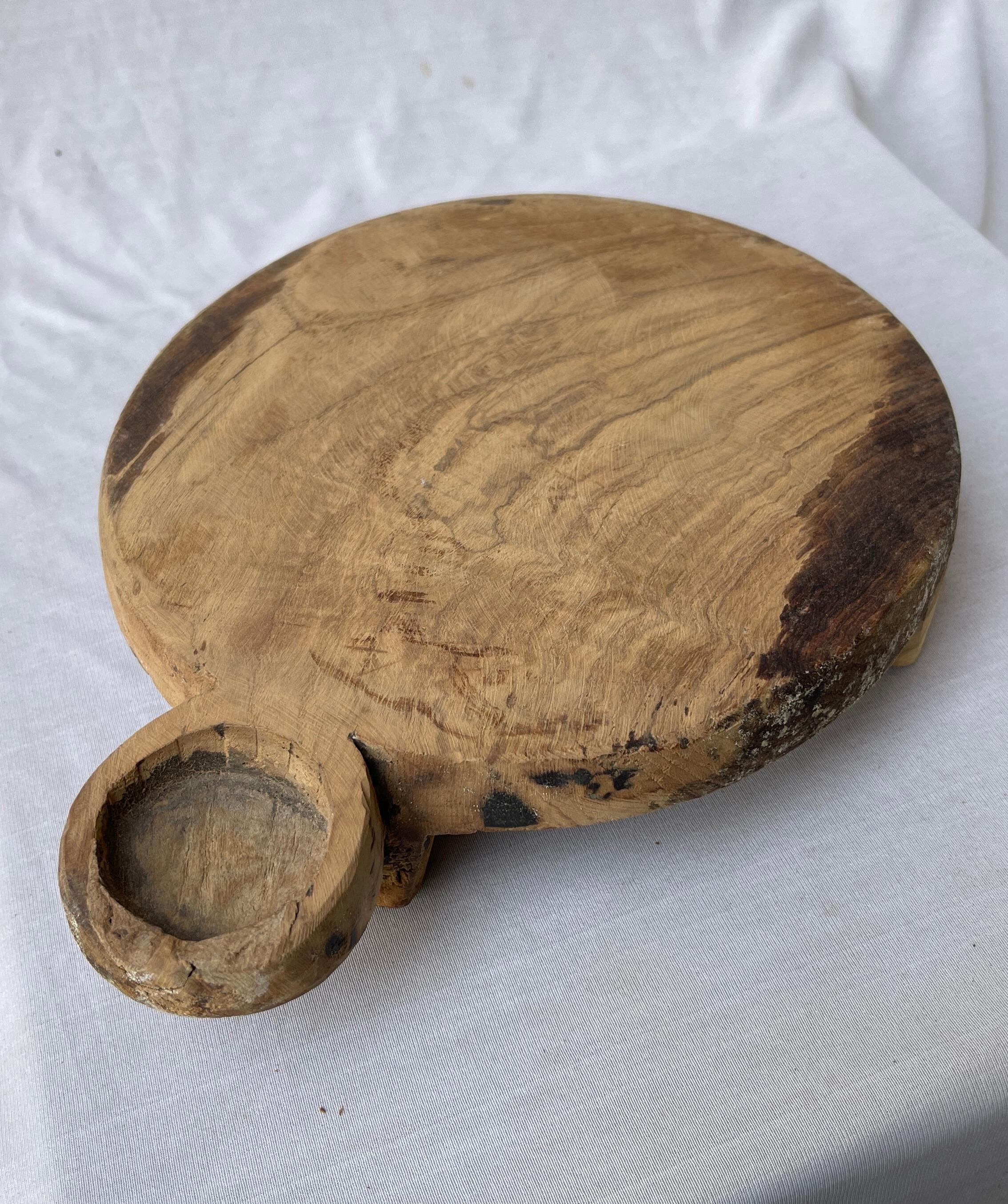 Vintage Indian Chapati Board, Antique Round Wood Riser, Farmhouse Decor ...