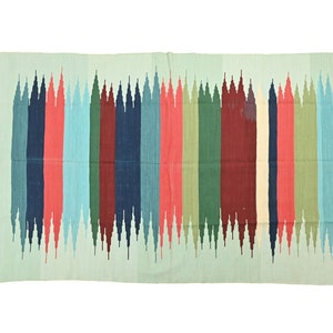 Colourful kids Stripes Modern Handmade Cotton Area Rug  Indian Dhurrie Rug 4x6 Flatweave Rug|Cotton Rug| Tapestry|  Scandinavian Rug | Kilim