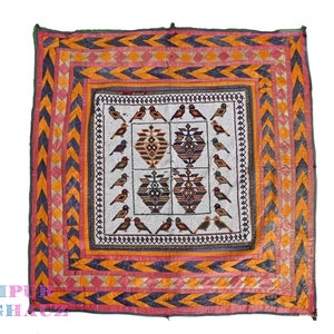 Handcrafted Textile Tapestry with Traditional Pearl Beadwork Figurative Motif from Nature Tribal Art for Wall Decor in Living Room,Cotton.