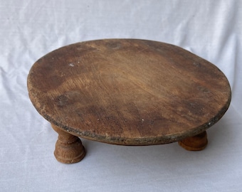 Handmade Rustic Wood Pedestal Riser Stand, Kitchen Display Platform, Vintage Farmhouse Counter & Table Decor