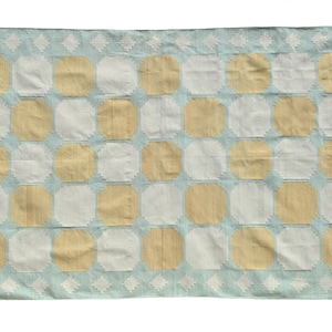 Handmade Cotton Wool Dhurrie Rug: Mint, Mustard, and Ivory
