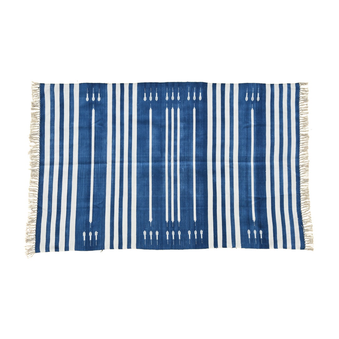 Modern Handmade Cotton Area Rug. Indian Dhurrie Rug Reversible Deep ...