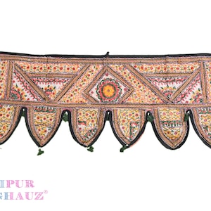 40x16 in Vintage Toran Wall Hanging 70-80 years old,Traditional Indian HandEmbroidered Cotton Tapestry for Door and Window Decor Diwali gift
