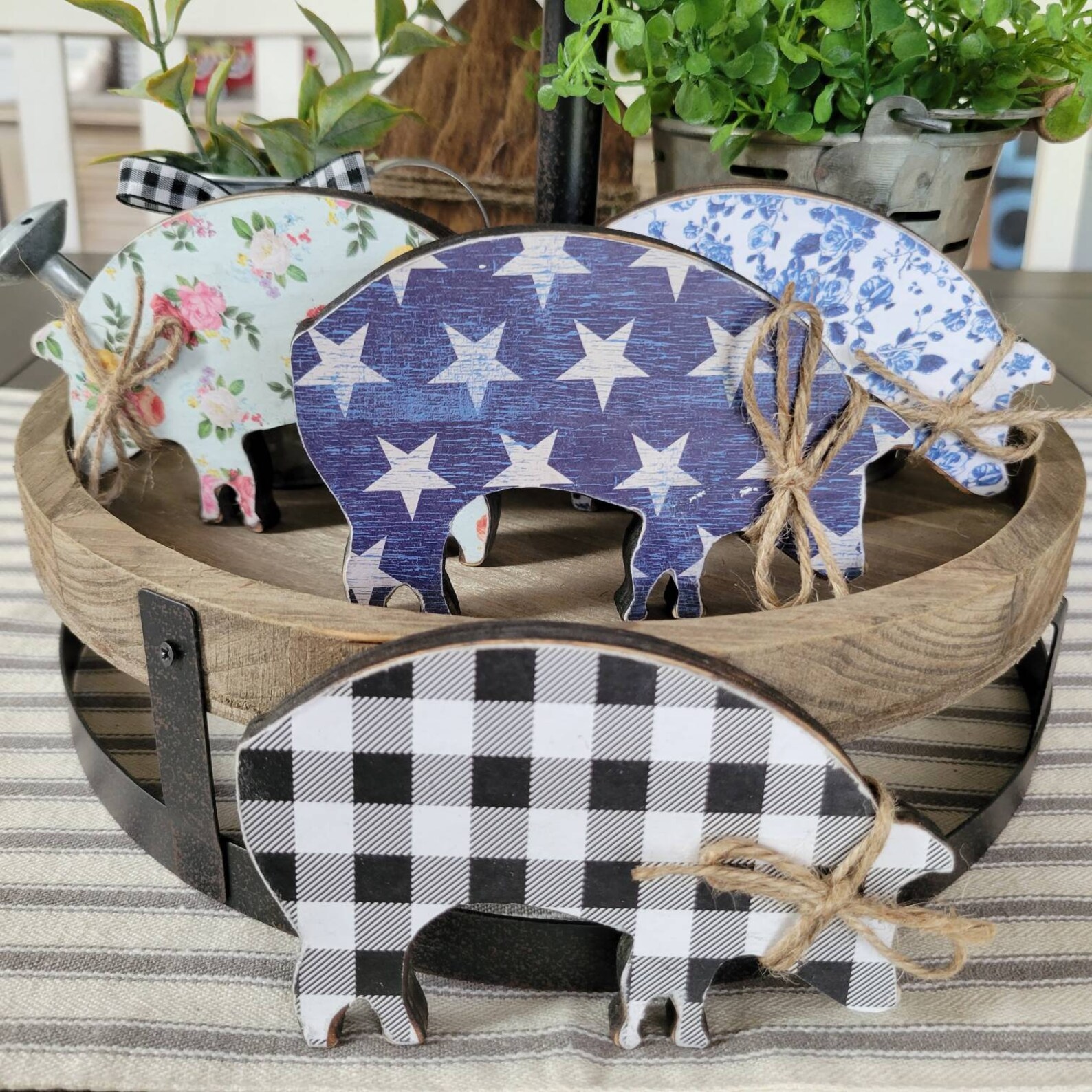 Wooden Pig Cutout Rustic Patterned Pigs Pig Decor Pig Etsy UK