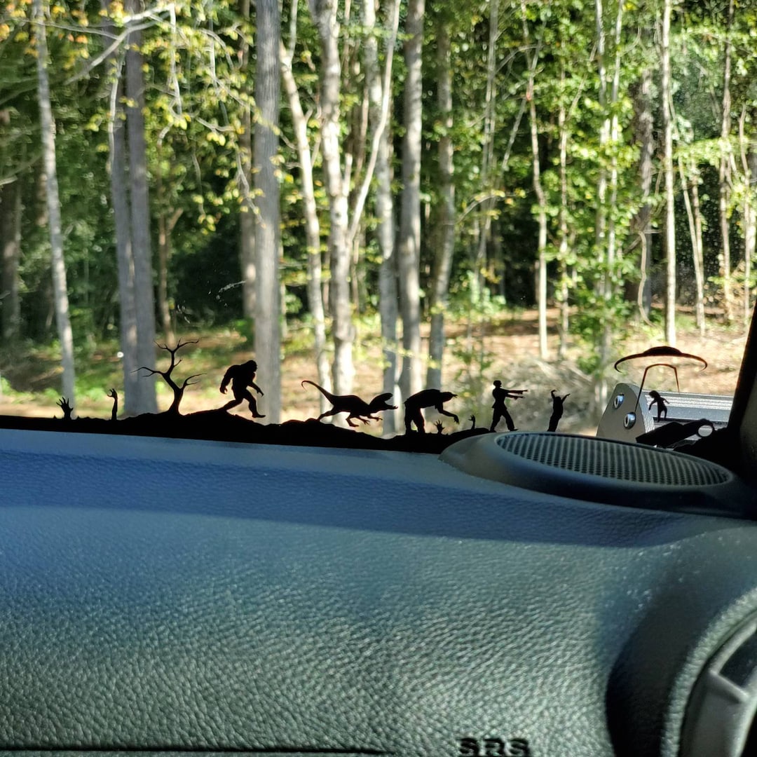 Bigfoot Chasing Raptor UFO Abduction Sticker | New & Improved Window Decal | Mythological Creatures Sticker | Car Stickers | Zombie Sticker