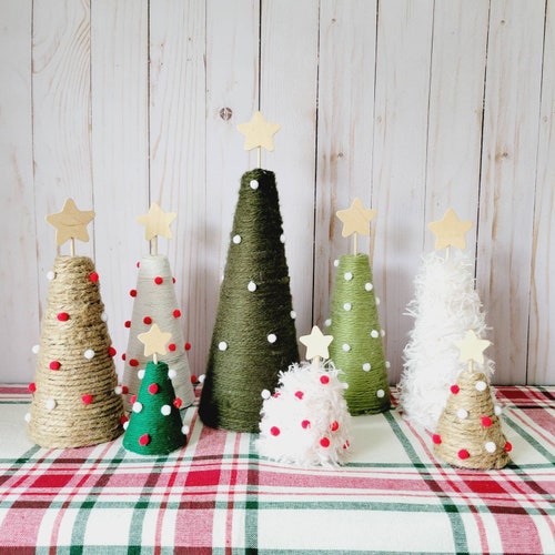Yarn Christmas Cone Trees Etsy