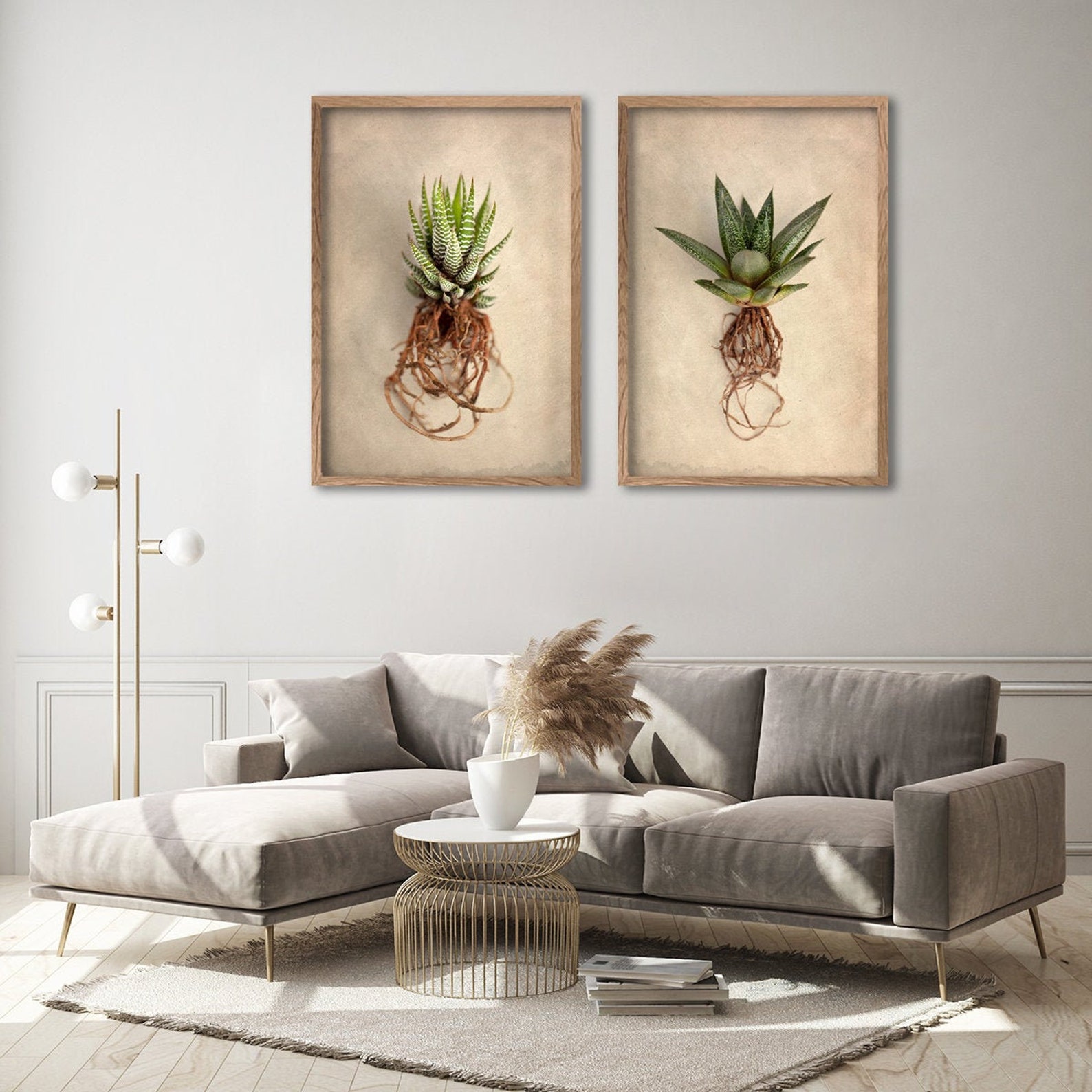 Set of 2 extra large Botanical WALL ART PRINTS Succulent Etsy