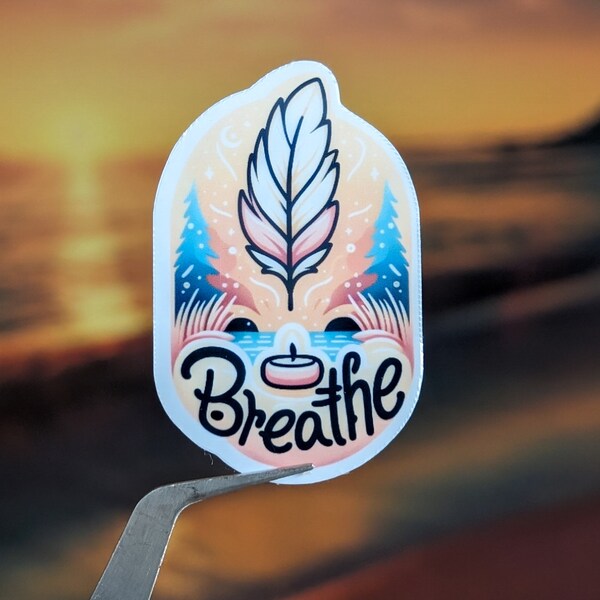 Breathe - Serenity Feather and Candle Sticker