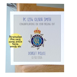 GRADUACIÓN DE POLICÍA. Tarjeta de felicitación por dejar un nuevo trabajo. Detective. Personal de ambulancia. ¡Cualquier cuerpo policial!