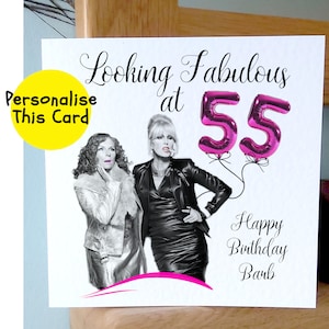 Tarjeta de comedia de situación AB FAB Absolutamente fabulosa con el ícono de Patsy para cumpleaños, día de la madre, divertida