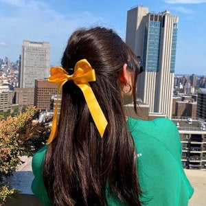 Satin Tie Hair Bows / Satin Hair Bow Barrette/ French Hair Barrette / Women Hair Bow /  small Christmas gifts  / Stocking Stuffer