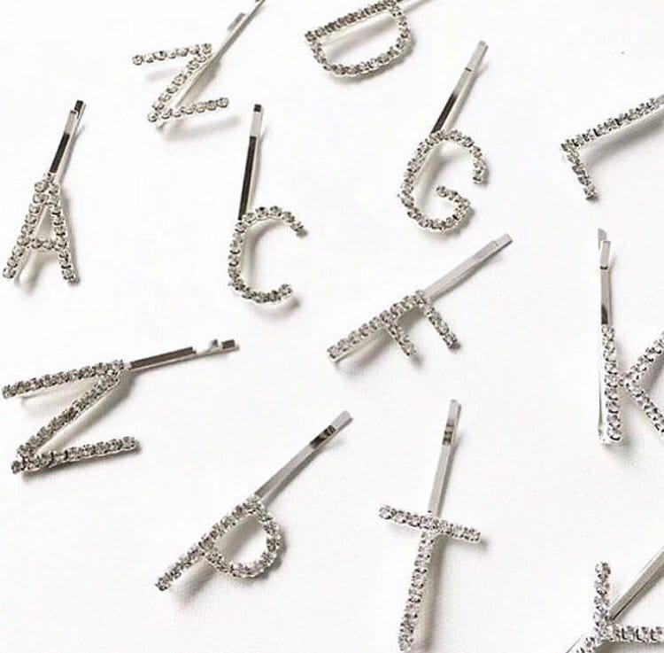 Rhinestone Letter Hair Pins, Initial Hair Pins, Initial Accessories , Initial Bobby Pin, Cute Pins small Christmas gifts  / Stocking Stuffer