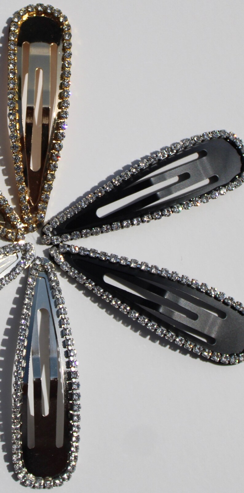 Open Rhinestone Snap Clip / Hair Barrette Rhinestone / Etsy