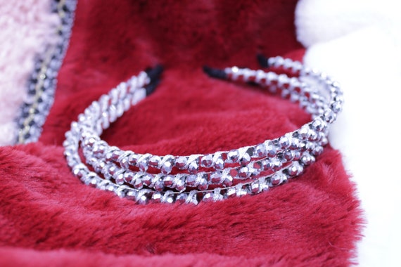 ★MEENDERI★(HANDMADE) FABRIC TWIST HAIR BAND - SILVER★人気 Broderie Embroidered Headbands Collection/ Twist Hairband