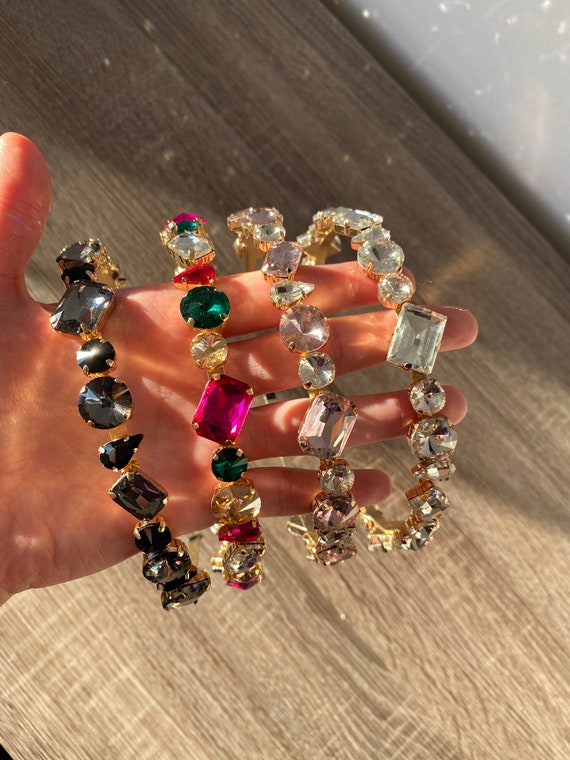 Gemstone Colored Rhinestone Headband for Women, Jeweled  display picture 2