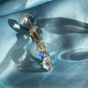 Elara Hair Barrette | Clear Drop Hair Clip for Women | Double Clip Non-slip French Barrettes | Holiday bling Gifts