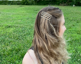 Hair Clip / Rhinestone bobby pins / Minimalist Bobby Pin / Spring Summer Simple Hair Pins / small Christmas gifts  / Stocking Stuffer