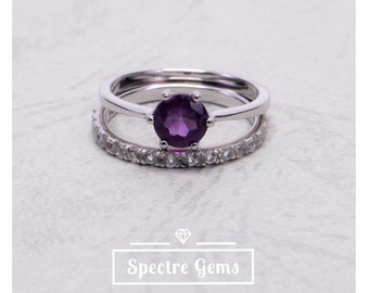 Amethyst Ring - Natural Gemstone Ring - February Ring - Birthstone Ring