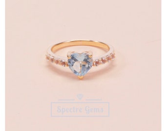Blue Topaz Ring - Heart Shaped Ring - December Ring - December Birthstone - Dainty Ring