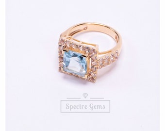 Blue Topaz Ring - December Ring - December Birthstone - Cocktail Ring