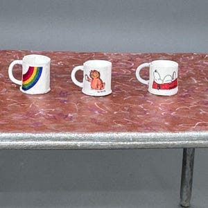 Miniature Mugs 1:12 Scale Dollhouse Accessories Set - Mini Crafted Collectibles for DIY Decor