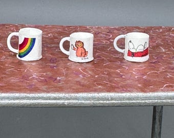 Miniature Mugs 1:12 Scale Dollhouse Accessories Set - Mini Crafted Collectibles for DIY Decor