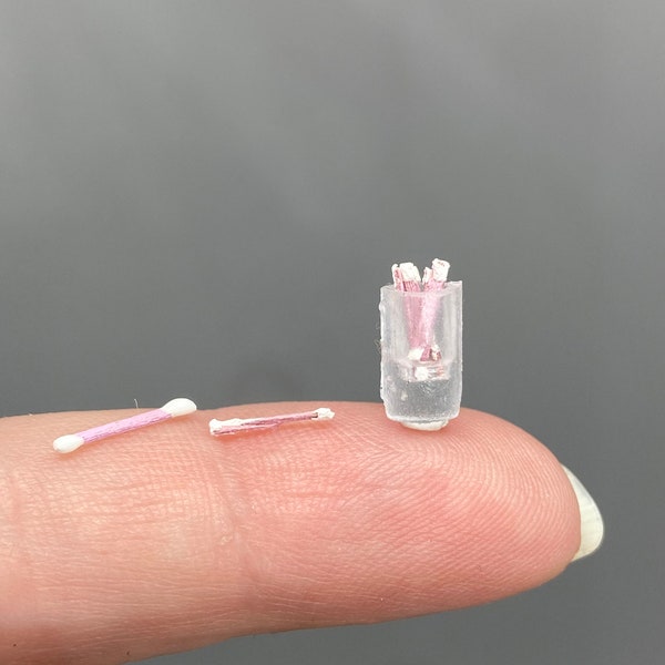 Miniature Q-tips in a cup 1:12 scale