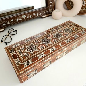 Portagioie in legno fatto a mano, scatola dei ricordi, scatola di immagazzinaggio per gioielli o pezzi degli scacchi o cioccolato, scatola di mosaico, regalo di decorazioni per la casa.