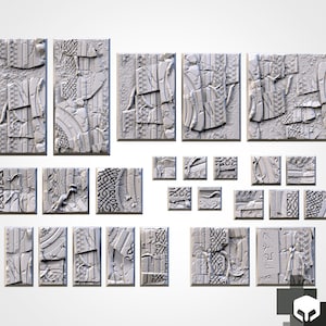 Ancestral Ruins Square Bases for Tabletop Games, Resin printed in different sizes