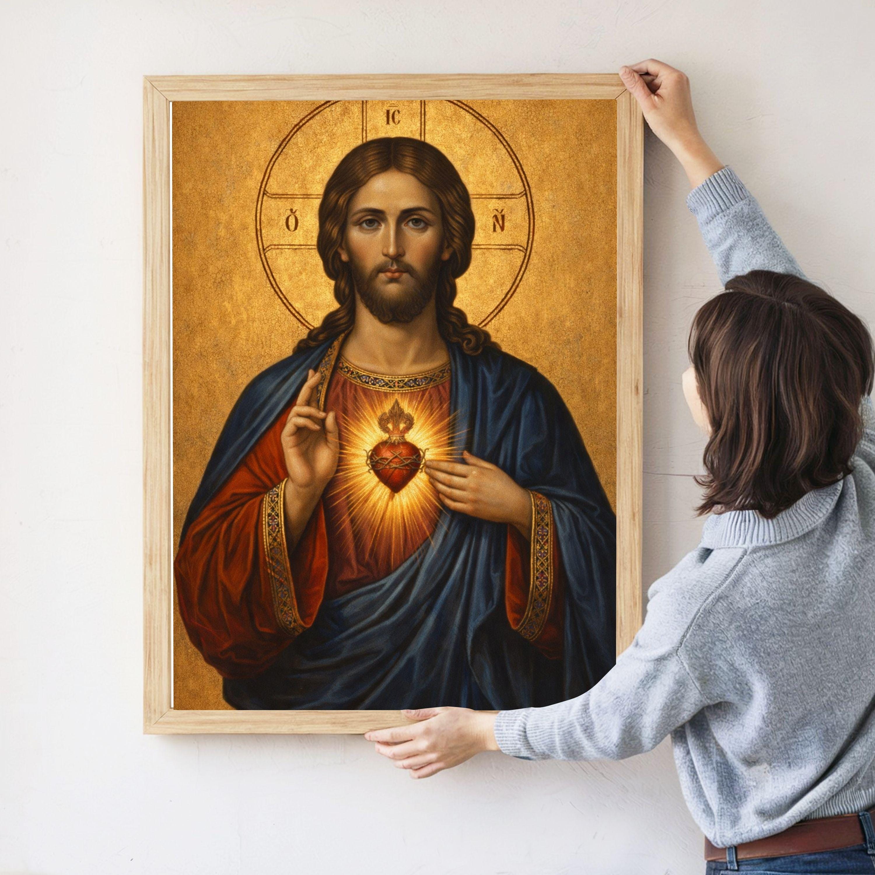 Sacred Heart of Jesus Icon Printable Wall Art | Catholic Christian ...