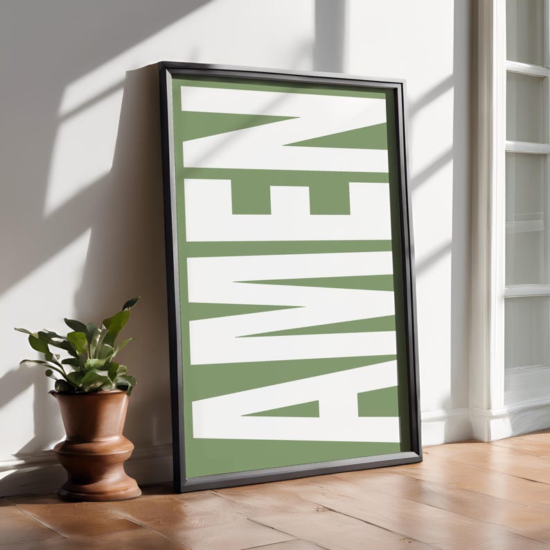AMEN Green Print,jesus Typography Poster, Trendy Christian Wall Art ...
