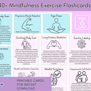 Breathing Cards, Mindfulness Exercise, Flashcards, Mental Wellness , Self Regulation Skills,  Grounding Technique, Anxiety Relief Practice