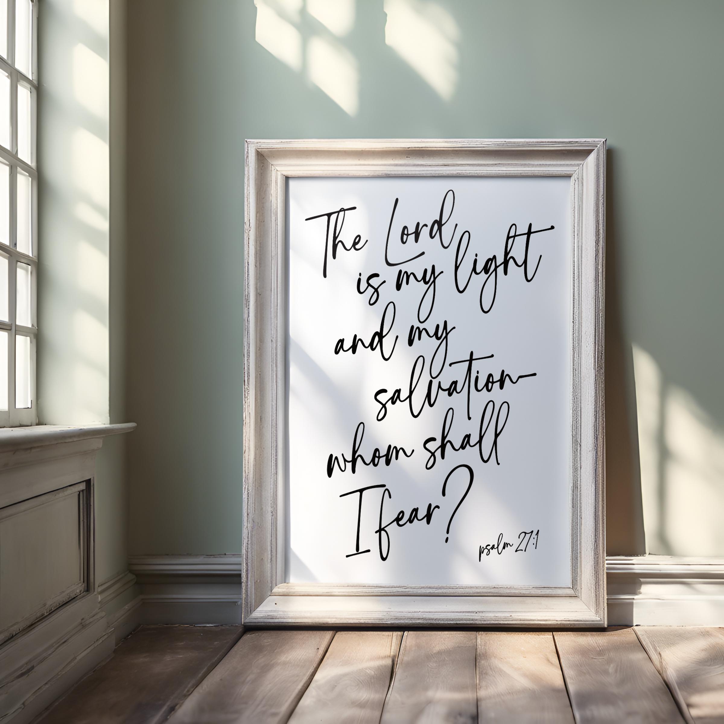 Psalm 27:1 Minimalist Typography Wall Art , Christian Scripture Print, Modern Faith Decor, Jesus love digital download