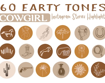 Cowgirl Instagram Highlight Covers, Cowgirl Instagram, 60 Western IG Highlight Covers,  Wild West Instagram Icons, Brown IG Story Highlights