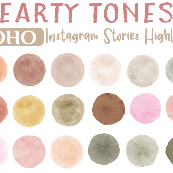 Boho Watercolor Instagram Highlight Covers, Aesthetic Instagram Highlight Covers,   Earthy Colors IG Story Highlights Icons
