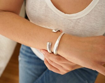 Open antique silver ethnic tribal cuff, stacking bracelet stack, minimal chunky hippie boho delicate minimalist, free people style, 6-7.5 in