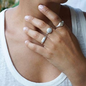 Silver classic rhombus signet ring, dainty geometric signet stacking ring, small minimal layering ring, thin band stackable minimalist ring