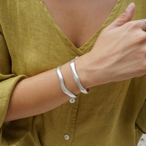 Silver bold irregular shape cuff, thick silver plated bracelet, stacking statement bracelet boho delicate minimalist, free people style,